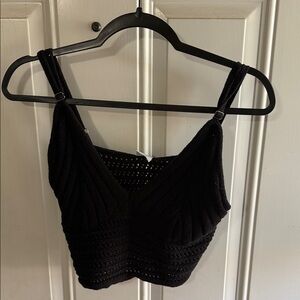 wild fable Black Crochet Knit Crop Tank
